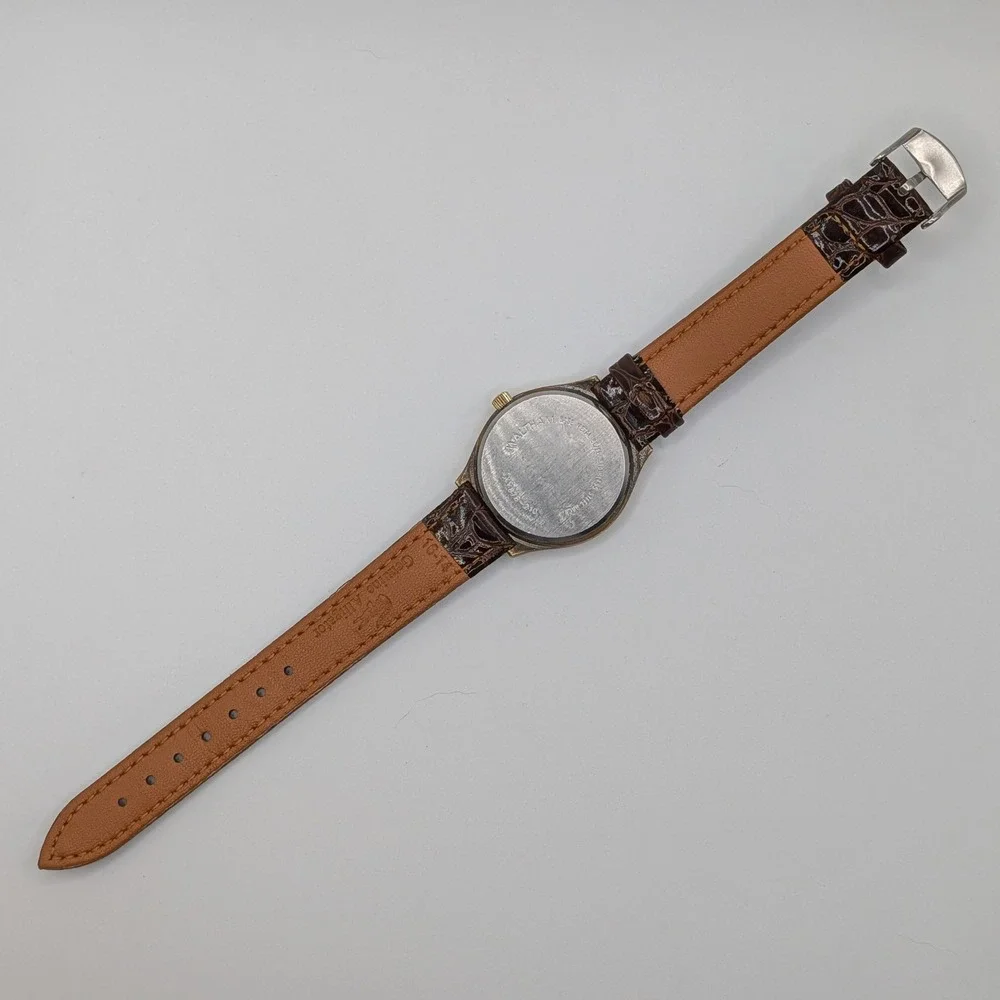 Waltham Quartz Watch Gold‎ Tone Roman Dial Day Date 33mm Sapphire Crystal